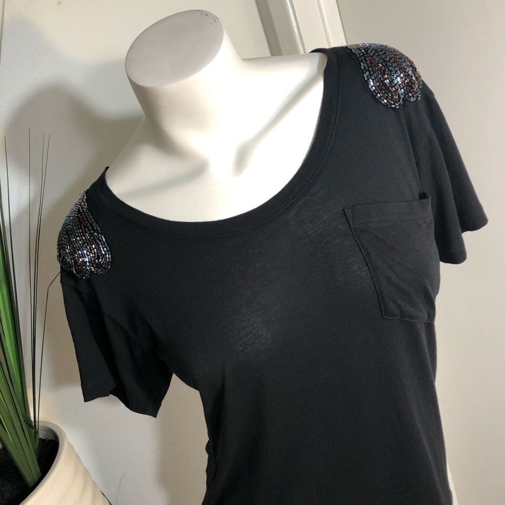 Y2K 2000’s Express Embellished Angel Wings Beaded Tee T-Shirt XS - Picture 7 of 10